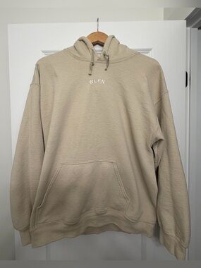 Beige WLKN Pullover Hoodie - Men's Relaxed Fit Sweatshirt